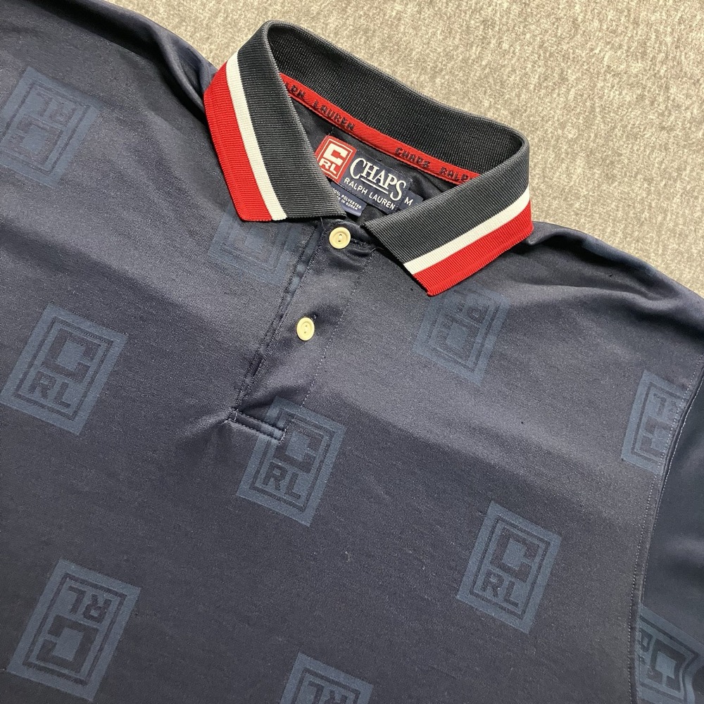 Chaps Ralph Lauren Endurance Team Polo Shirt Mens Medium Blue Embroidered Patch